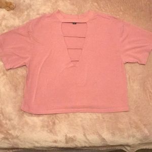 Pink low cut crop top